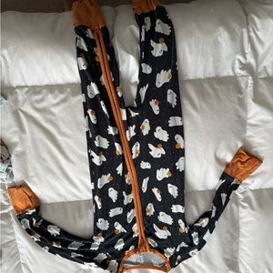 Black and Orange Ghost Print Onesie Bamboo